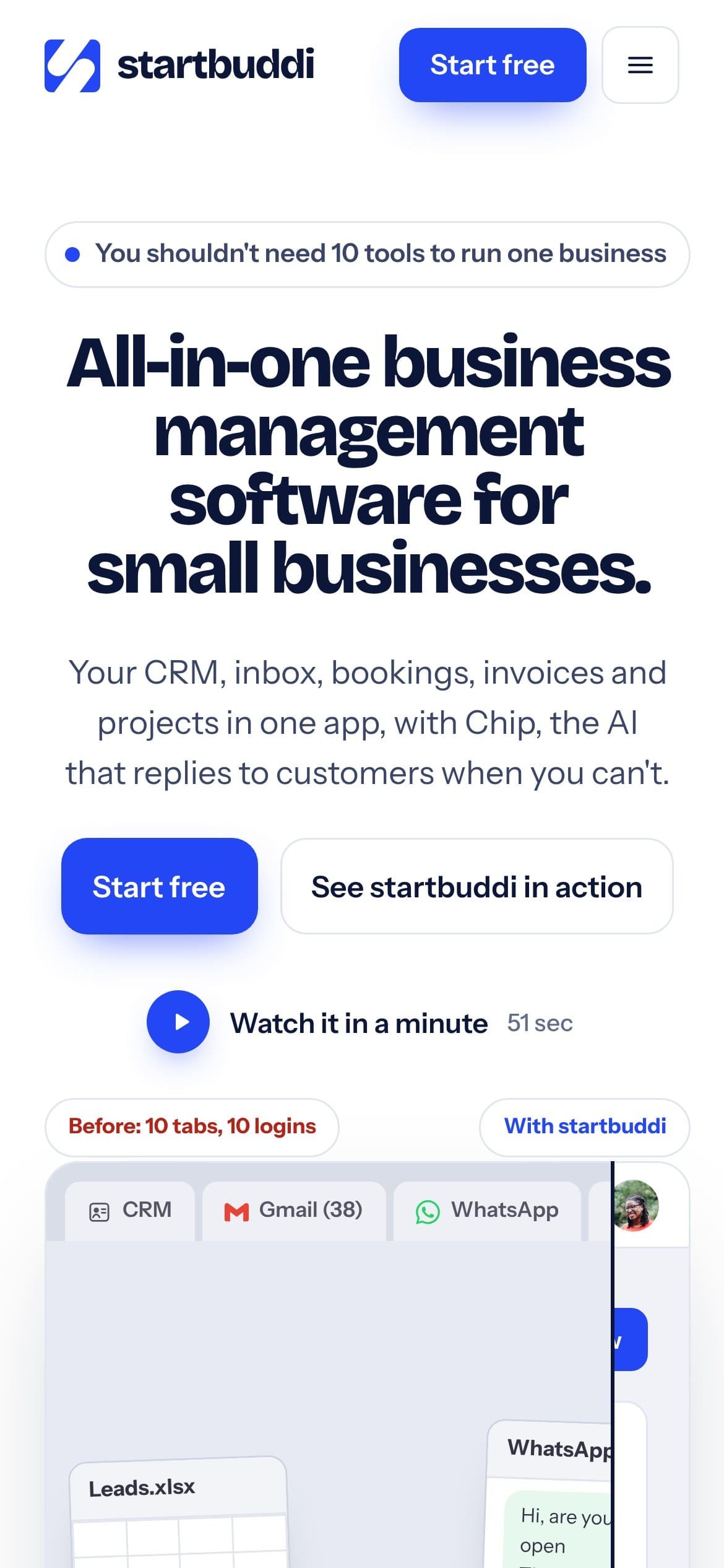The startbuddi.com website on a phone